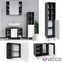 BadmöBel Spiegelschrank Waschbeckenunterschrank Hochschrank Bad Set Fynn Vicco