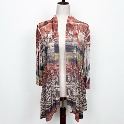 NEW Jess & Jane Top Womens Large Neutral Open Earthy Tones Whimsigoth Abstract