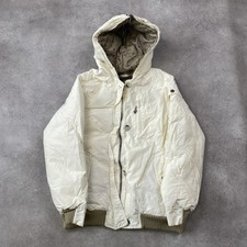 Woolrich Puffer Jacket Womens Small Full Zip Bomber Coat, White
