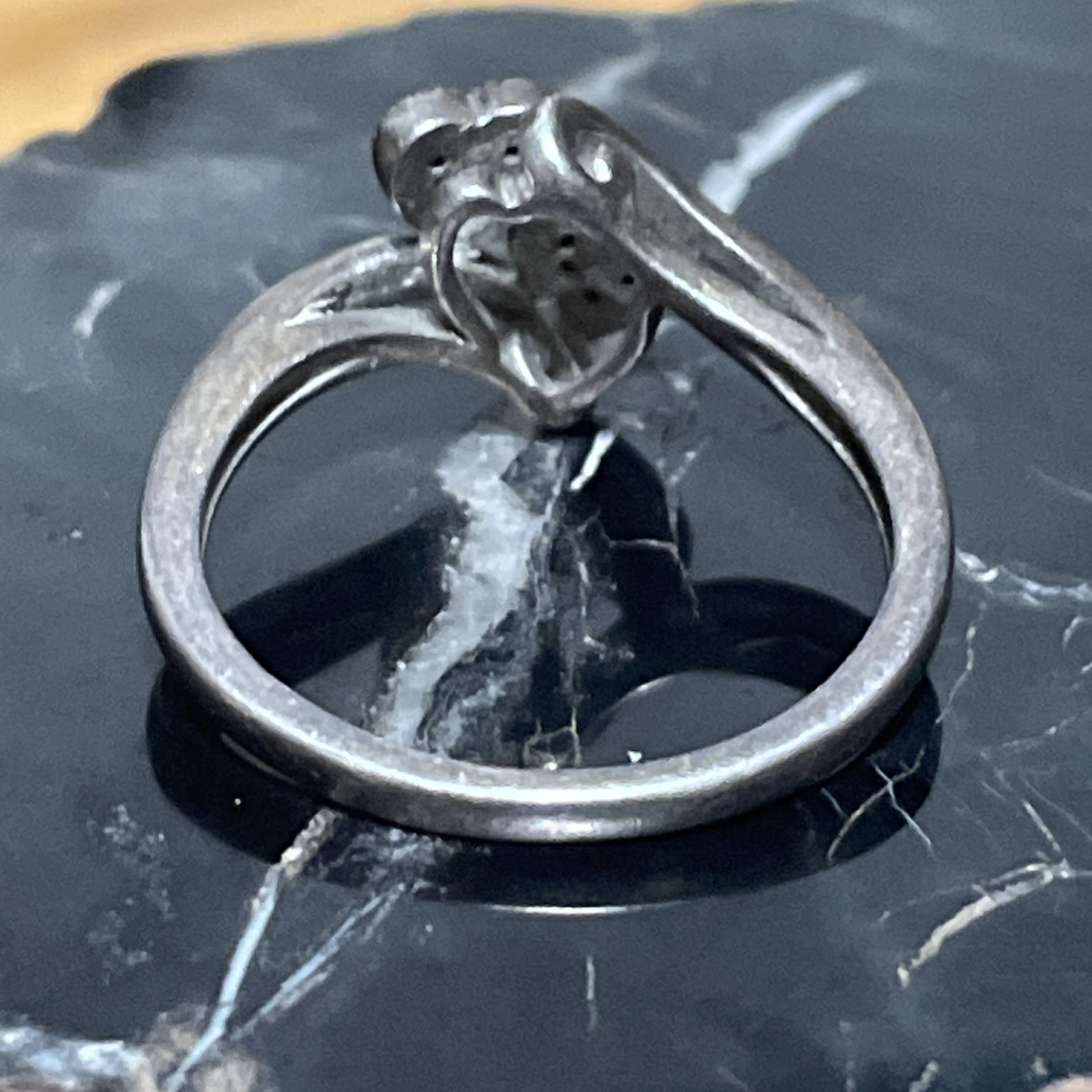 Solid Sterling Silver Diamond Double Hearts Ring … - image 6