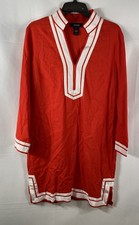 Karen Kane Women's St. Tropez Dress Red Linen Blend V-Neck NWT Size S