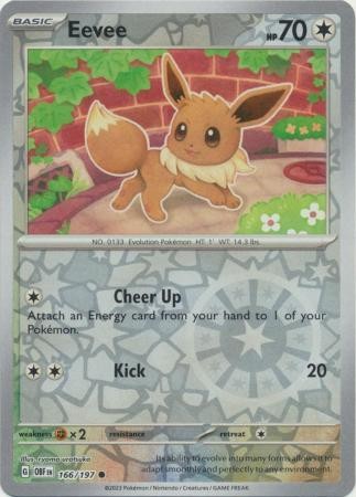 EEVEE 166/197 OBSIDIAN FLAMES POKEMON (REVERSE HOLO, NM)