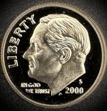 2000-S GEM PROOF Roosevelt Dime 10C Clad DEEP CAMEO Coin From US Mint Proof Set