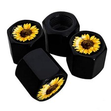 XIAGEANA Metal Car Wheel Tire Valve Stem Caps 4 Pack Cool Sunflower SunShine