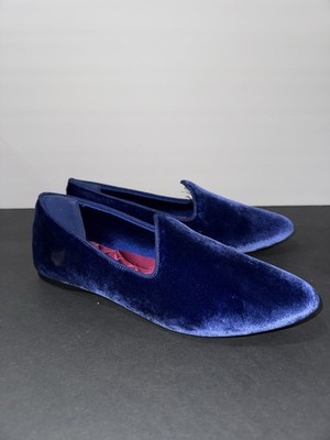 Birdies Heron Velvet Flat Loafer Royal Blue Pointed Toe Satin Insole 10.5 NWOB