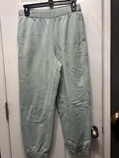 Hollister Woman s Small Sage Green Jogger Sweatpants Daisy Embroidered Lounge
