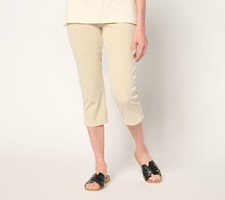Belle by Kim Gravel Tall Delray Denim Capri Pant Washed Sand Bar 14 New
