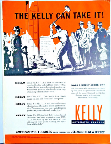 Kelly Press American Type Founders 1920s/'30s Print Ad