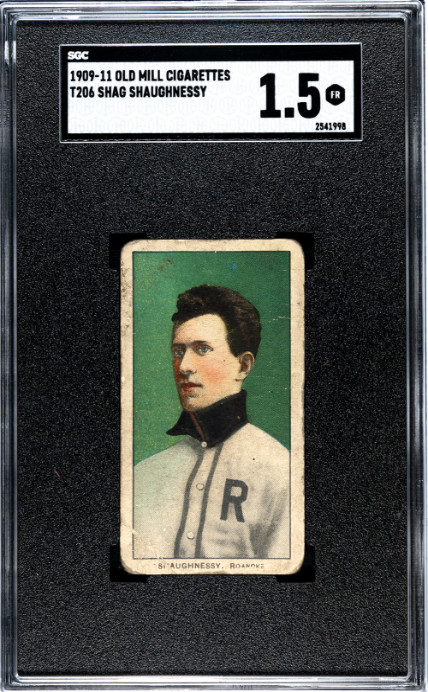 1909 T206 SHAG SHAUGHNESSY NNO FAIR SL OLD MILL SGC 1.5 BASEBALL ROANOKE TIGERS