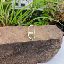 Minimalist Oval Loop Ring Modern Sterling Silver Statement Ring , All size