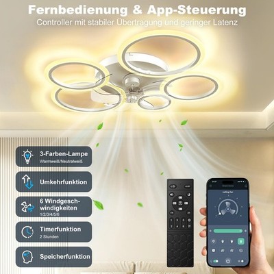 90 W Deckenventilator LED Ventilator Leise Beleuchtung Fernbedienung Deckenlampe