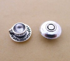 6 or 15PCS 3D Antique Silver Cup Teacup and Saucer Charm Pendant JHS903