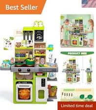 Kids Play Kitchen Set with Sound  Light - Realistic Cooking Experience 31.5''