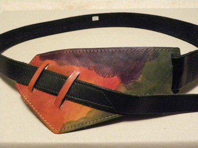 Multi Color Leather Belt Asymmetrical Adjustable Up to XL 42 inches Vintage