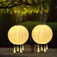Yifmoo Solar Lampions, 2 StüCk 25 Cm Solarlaterne AußEn 25CM 2 StüCk, Weiß