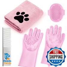 Pet Shower Bath Supplies Dog Shampoo Brush Set with Towel, Washing Gloves,Comb