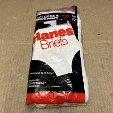 Vintage NOS 1987 Hanes Men's Briefs Size 42 Style 2249 100 Cotton Pack of 3 New