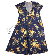 Old Navy Midi Wrap Dress Womens Large Tie Waist Floral Bloomcore Fall Transition