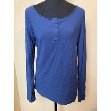 Michael Stars Navy Long Sleeve Henley T-Shirt medium large