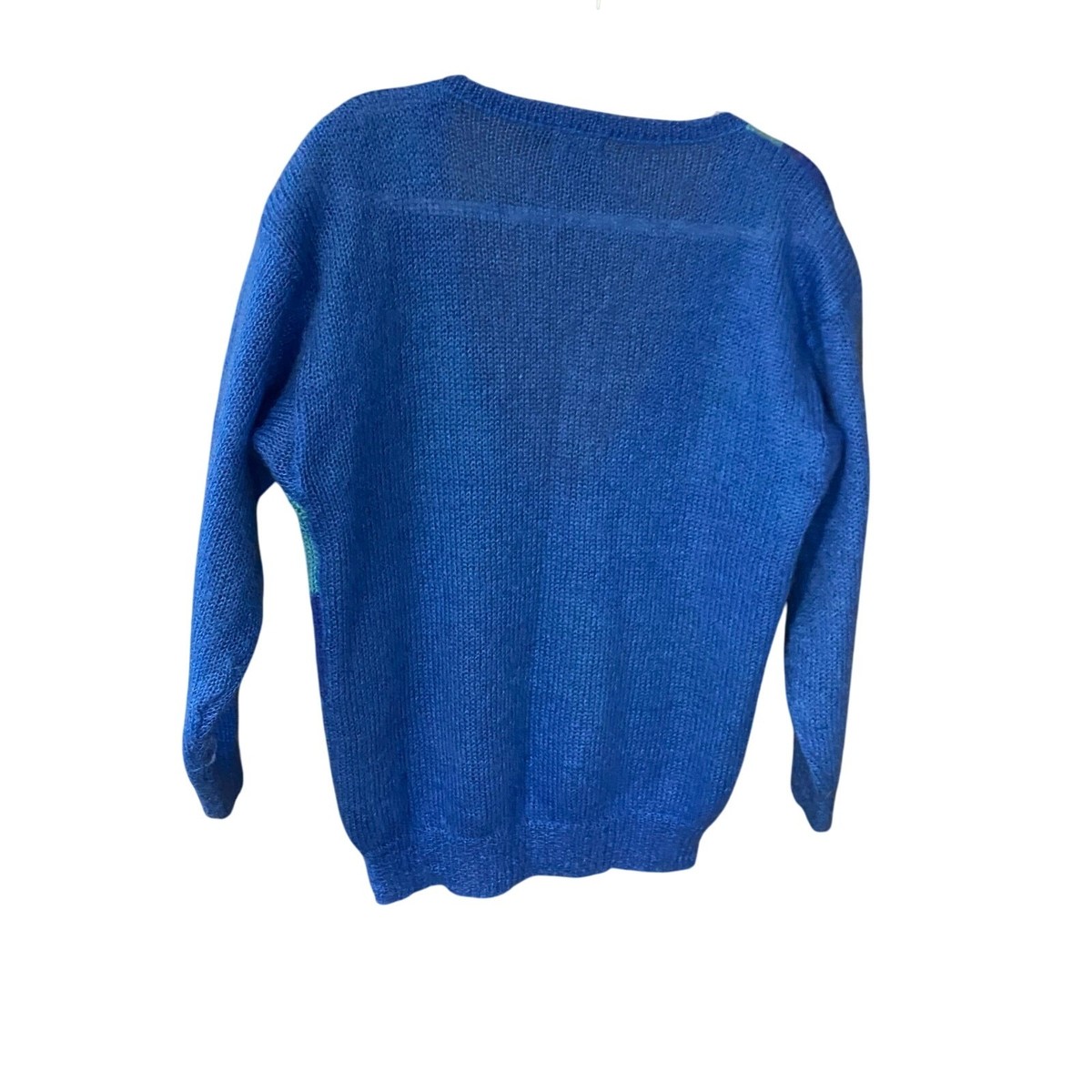 Vintage 80s Mohair Sweater Renée Tener for Jeanne Pierre Abstract Blue Medium View 2