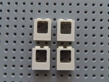 Lego 4 x Fenster Flugzeug 60032 weiß 1x2x2 Scheibe 60601 transp. braun