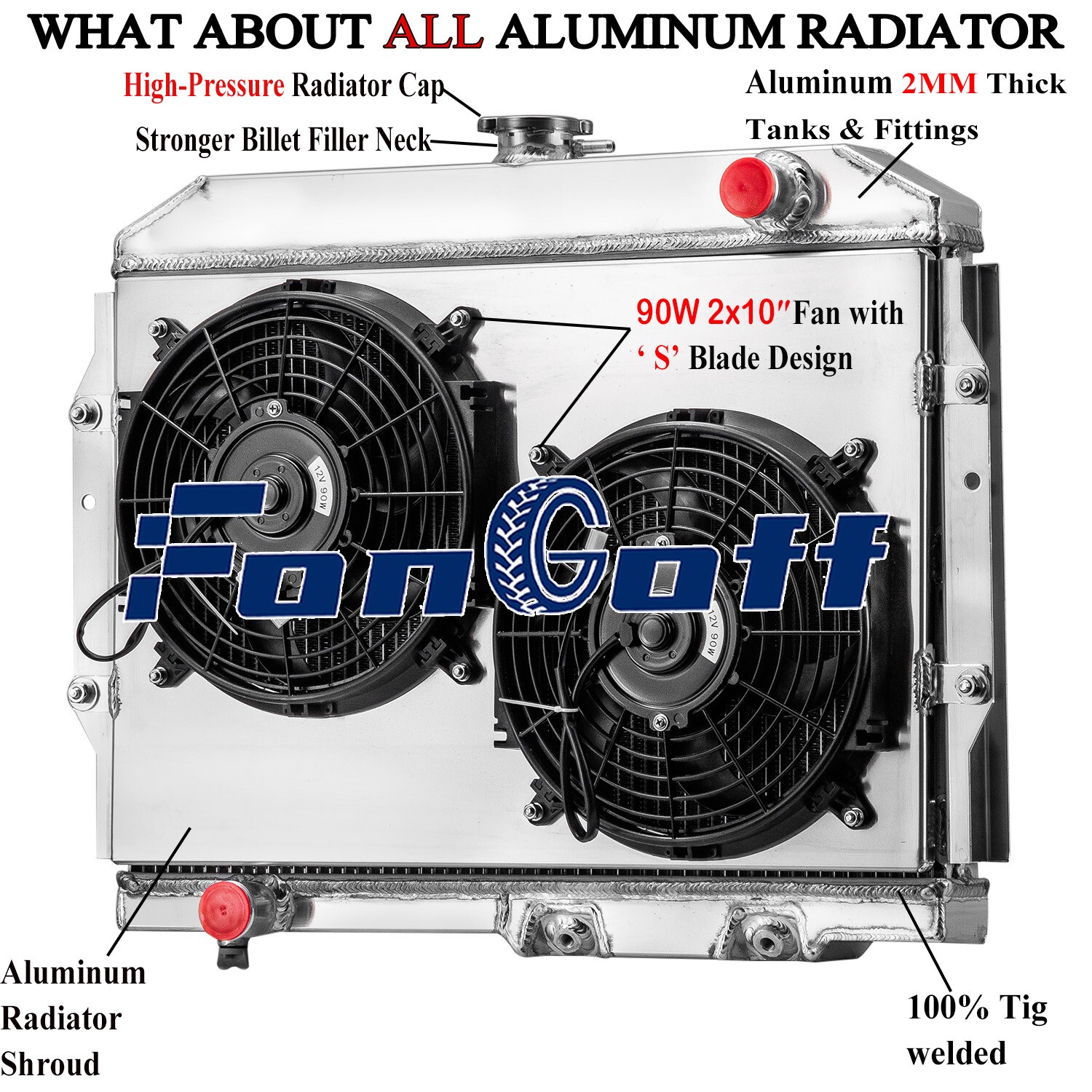 CU407 4 Row Radiator & Shroud Fan For 1963-1974 AMC Javelin AMX Rambler V8 GAS