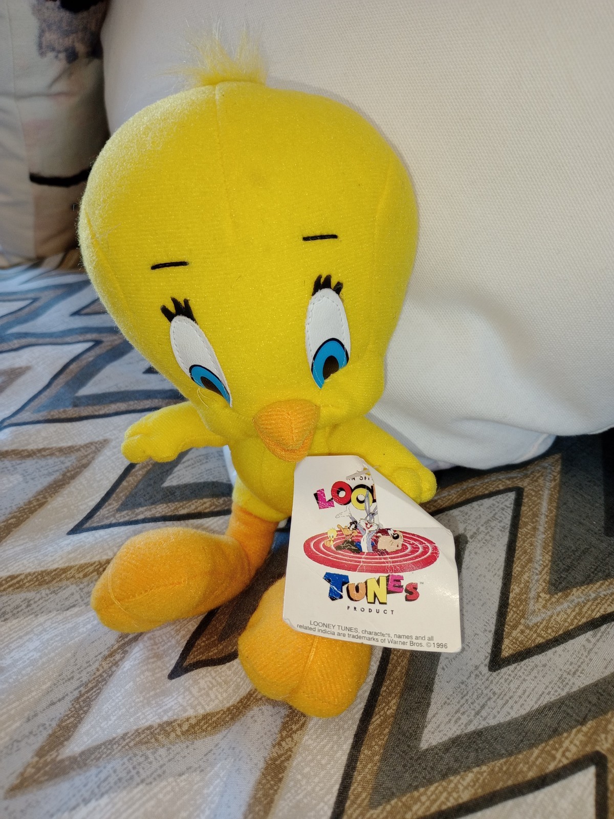VTG Looney Tunes Tweety Pie Plush Toy 1996 Original With Tags Yellow