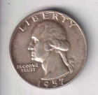 1957-P WASHINGTON QUARTER 25¢ PHILADELPHIA 90% SILVER COIN UNITED STATES MINT