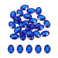 25 Acryl Oval Edelsteine 18X25Mm Flache RüCkseite KüNstliche Strasssteine Blau