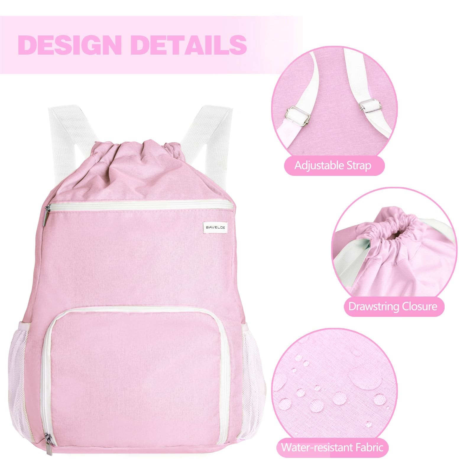 Drawstring Backpack with Wet Pocket & Shoe Compartment Water-Resistant Sports...