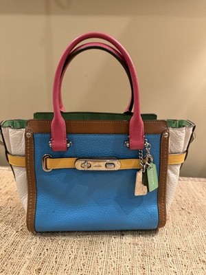 Coach Swagger 21 Mini Rainbow Colorblock Carry All Satchel
