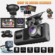 HD 1080P Car Dual Lens Dash Cam Front/Rear/Inside Video Recorder Camera G-sensor