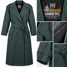 London Fog Vintage 80 Towne Trench Coat Women 6 Reg Green Double Breasted Belted