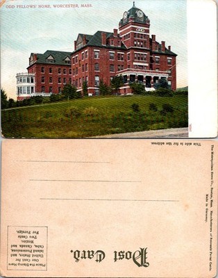 Odd Fellows Home Worcester MA Vintage Linen Postcard Unused Divided Back 1900s
