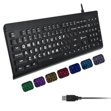 X9 Large Print Backlit Computer Keyboard - Easy to See Big Letters - Lighted ...