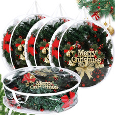 4 Pcs Clear Christmas Wreath Container 24 Inches Xmas Storage Bag