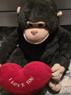 PEEKO Vintage 90er Gorilla Affe Orang-Utan weiches Plüschtier Herz I Love Toy