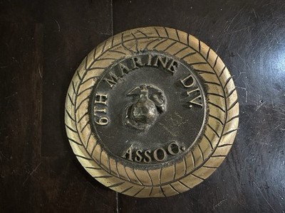 Heavy Brass-6TH MARINE DIVISION ASSOC.-Grave Marker-MILLS MFG CO MUSKEGON MICH.