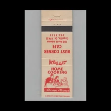 Matchbook Cover Busy Corner Cafe Coquille OR