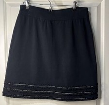 Hanna Andersson M NWT Dk Black Cotton Pull On Skirt Ruffle Hem Silver Stitch NWT