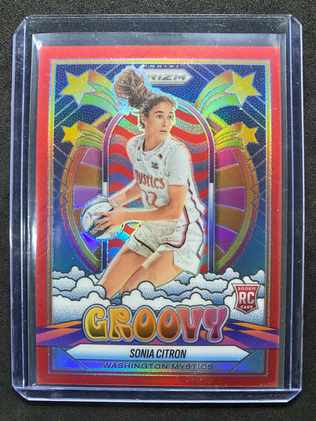 2025 Panini WNBA Prizm Sonia Citron GROOVY True Red /99 RC #13 Mystics SP
