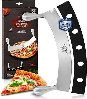grillart  Premium Pizzamesser ? Extra scharfer Edelstahl Pizzaschneider mit 30 