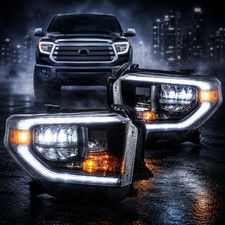 Headlights For 2014-2021 Toyota Tundra Black LED Sequential DRL Projector