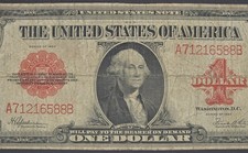 1923 US $1 Red Seal US Legal Tender Horseblanket FR#40 VG - A71216588B