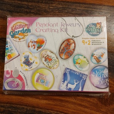 Pendant Jewelry Craft Kit for Kids - Glittery Garden