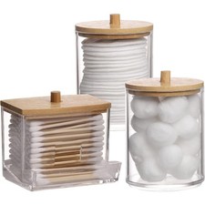 Qtips Holder Bathroom Container, 10/7 OZ Cotton Ball/Swabs Dispenser,