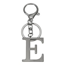 Initial Letter Keychain, Metal Alphabet Letter E Keyring, Black