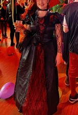 Karnevalskostüm Damen Gothic Vampir Kleid schwarz-rot