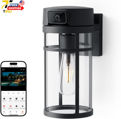 Outdoor Wall Lantern Light Camera 2K Wi-Fi Security Cam with AI Human Detection