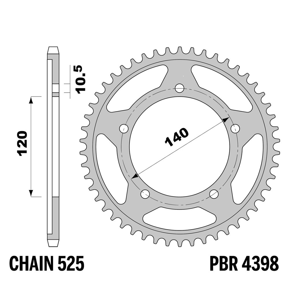Pignon arrière PBR 42 dents en acier pour Suzuki GSX-S 750